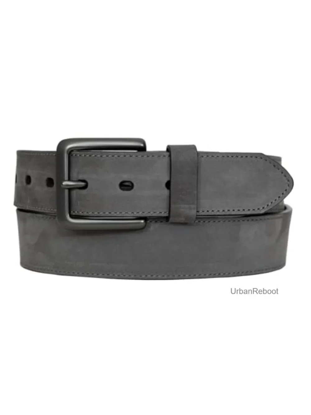 Genuine Nubuck Full Grain Leather Heavy Duty Work Belt with Metal Buckle